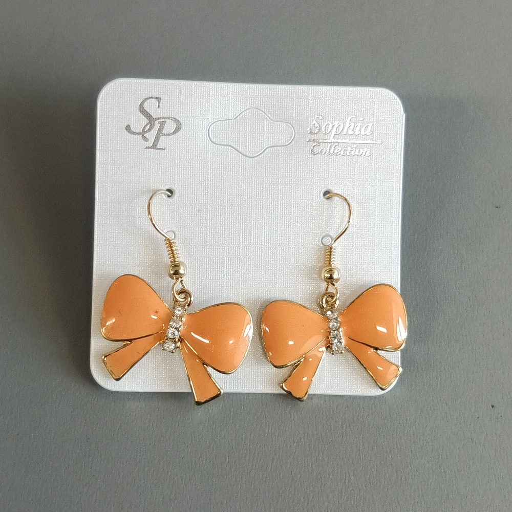 2/$15 + $4.99 Shipping | NEW Sophia Collection Orange Bow Pierced Earrings